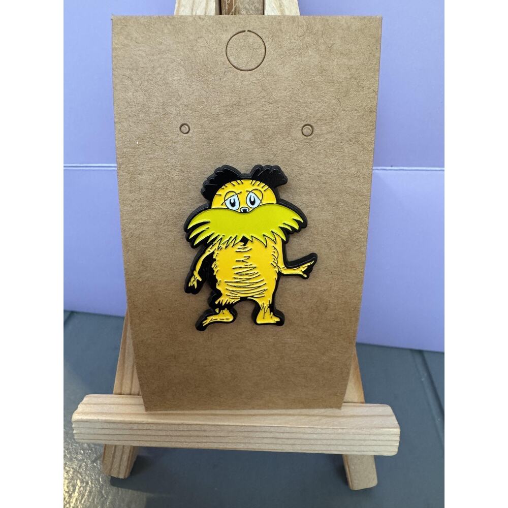 Dr Seuss The Lorax Enamel Lapel Pin Yellow Cartoon Badge Rubber Back Hat Cute